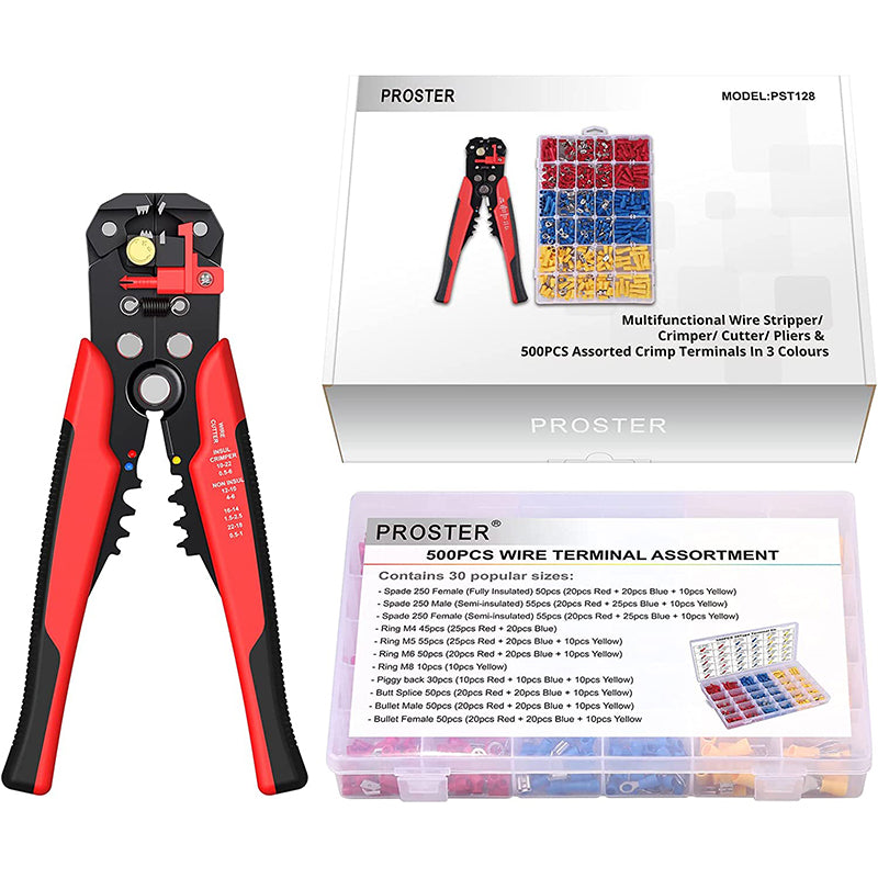 Proster 3 in 1 Crimping Pliers 0.2-6mm²/10-24AWG Wire Crimping Set