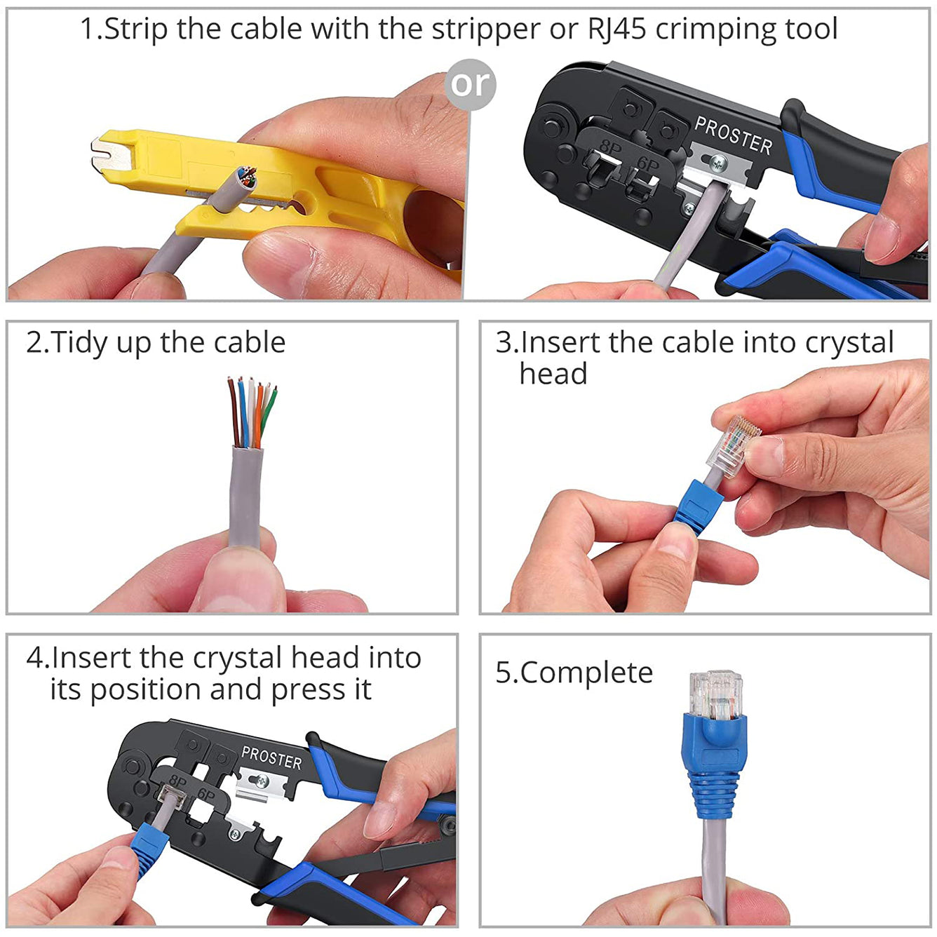 Proster RJ45 Crimping Tool Set Ethernet Crimping Tool