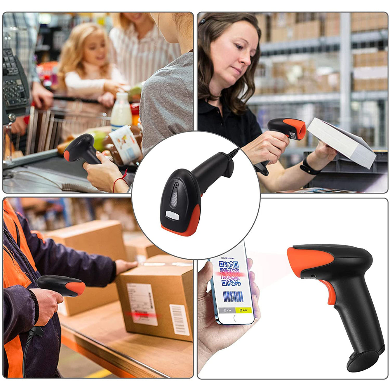 Proster Wired Barcode Scanner 1D 2D USB Barcode Reader QR Handheld Barcode Scanner