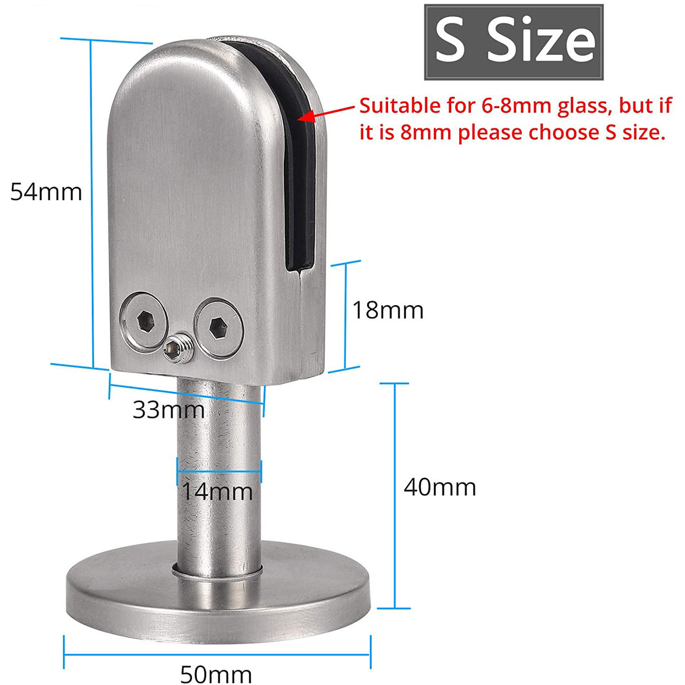 Proster Glass Clamp 4PCS 8mm Glass 40mm Rod Stainless Steel 304
