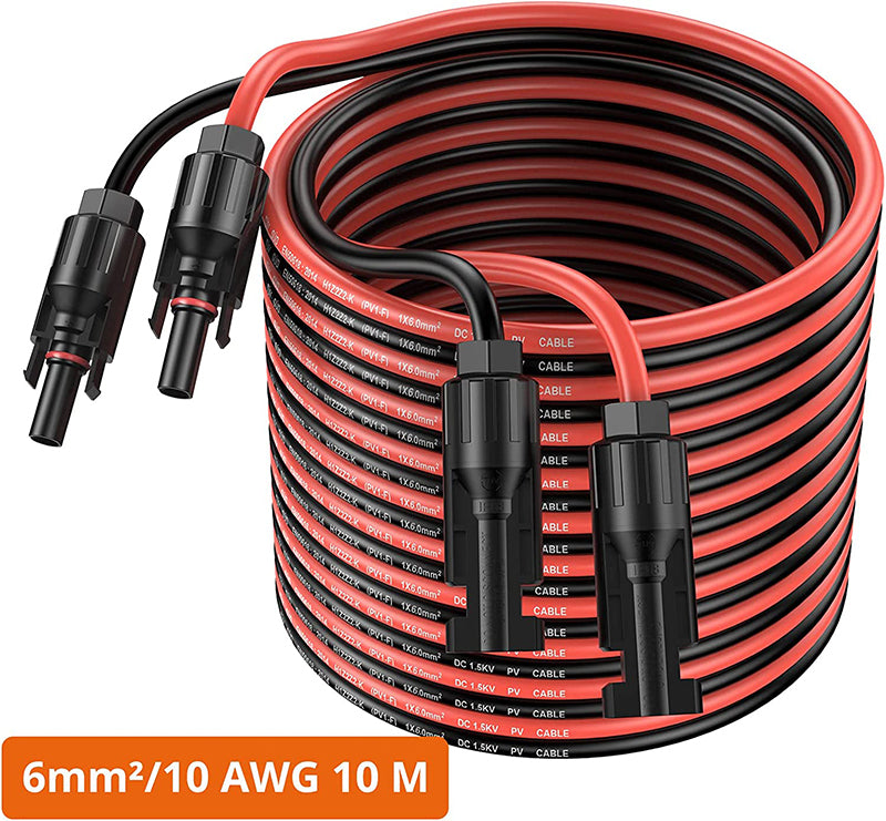 Proster Solar Panel Extension Cable 10m/32ft 10AWG (10m/32ft Red + 10m/32ft Black)