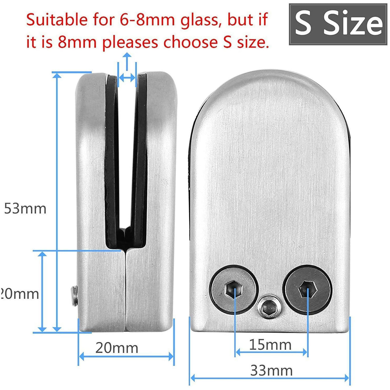 Proster Glass Clamps 8 PCS 6-8mm Stainless Steel 304