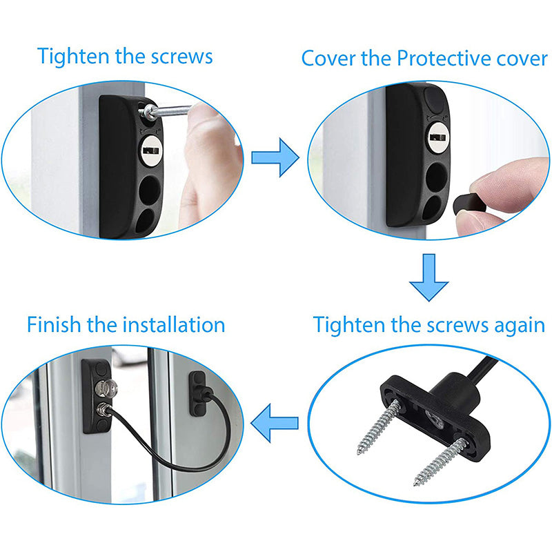 Proster Window Restrictor Locks 4 Packs Security Cable