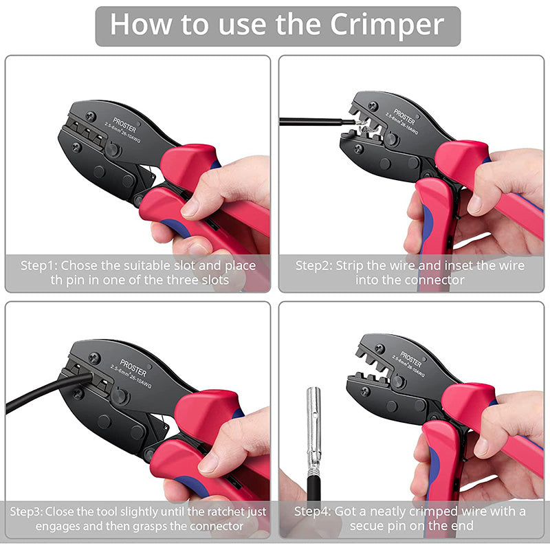 Solar Crimper PV Crimping Tool 26-10 AWG Ratcheting Connector