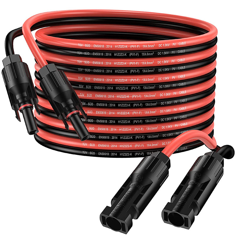 Proster 5m/16ft 12AWG 4mm² Solar Panel Extension Cable (5m Red + 5m Black)