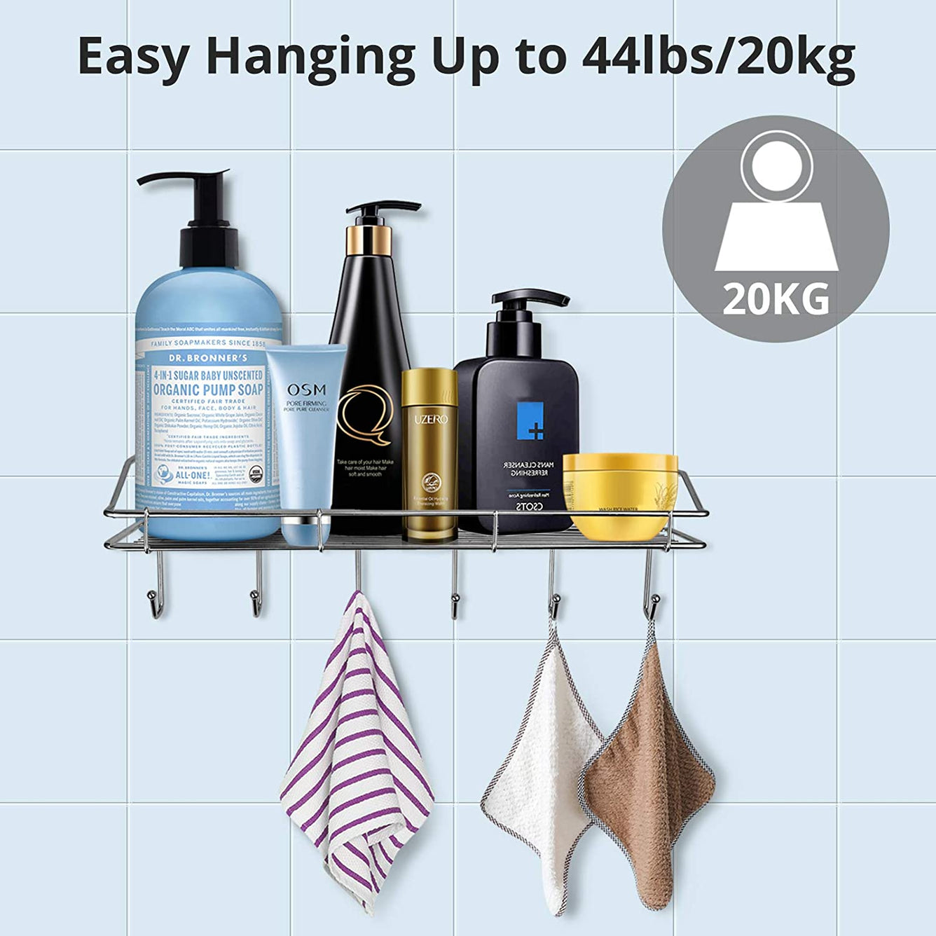 Proster Shower Caddy Shelf Storage Rack Bathroom Self-adhesive