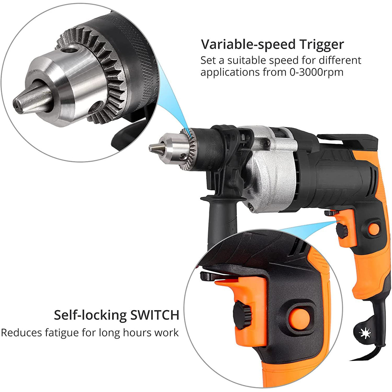 Proster 780W Corded Hammer Drill Kit