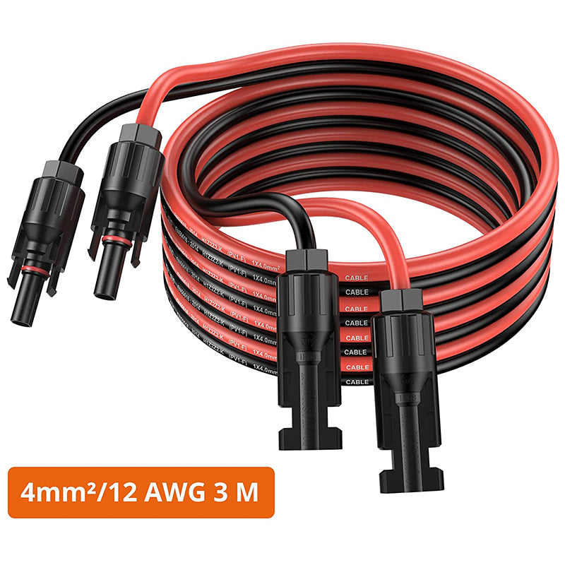 Proster Solar Panel Extension Cable 3m/10ft 12AWG 4mm² (3m Red + 3m Black)