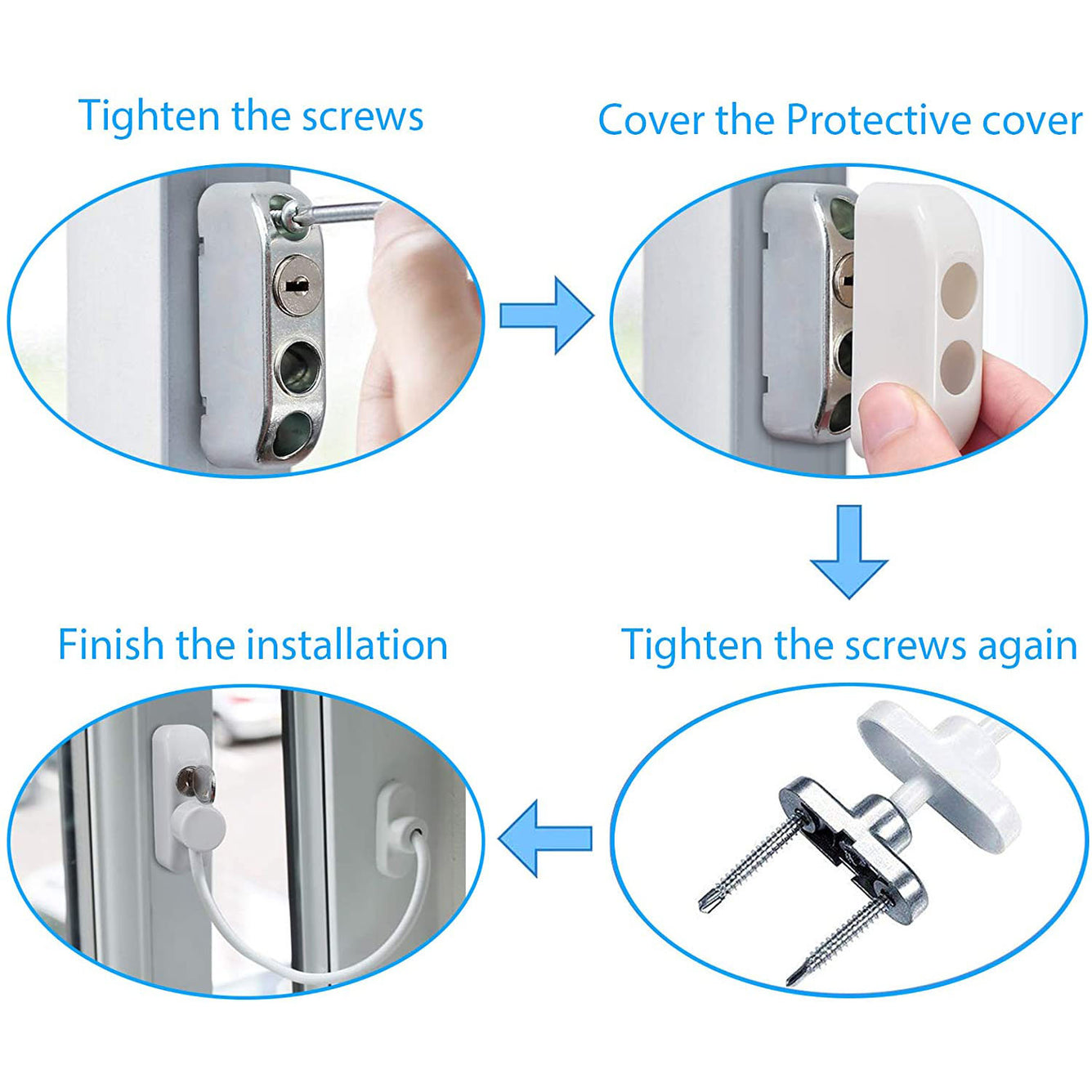Proster Window Restrictor Locks 8 Packs Security Cable
