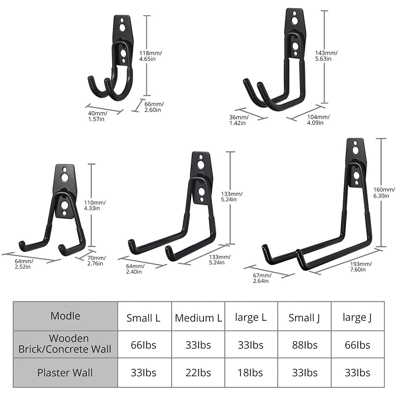 Proster Garage Hooks 10 PCS Heavy Duty Wall Hooks Black