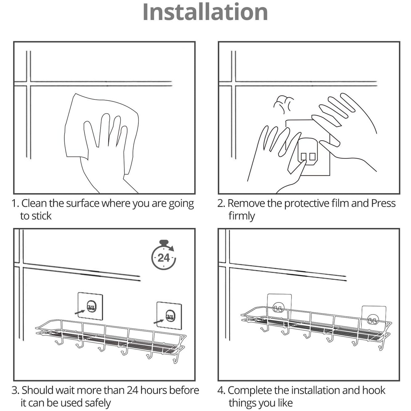 Proster Shower Caddy Shelf Storage Rack Bathroom Self-adhesive