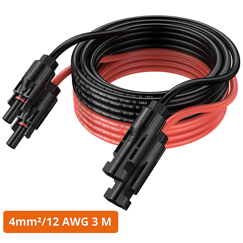 Proster Solar Panel Extension Cable 3m/10ft 12AWG 4mm² (3m Red + 3m Black)