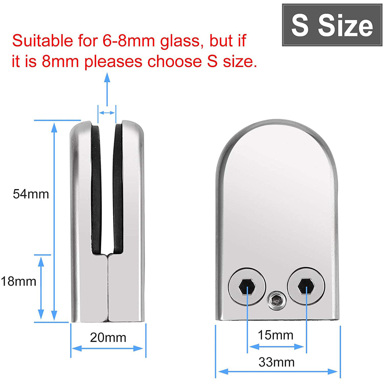 Proster Glass Clamps 8 PCS 6-8mm S Size Stainless Steel 304