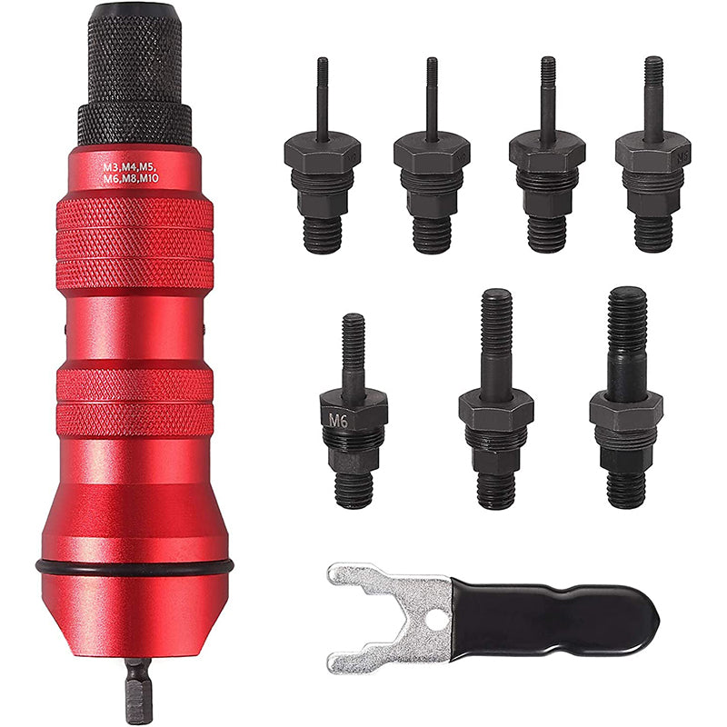 Proster Riveter Nut Gun Adapter Rivet Gun Drill Adapter Low Gear Drill Tool Kit