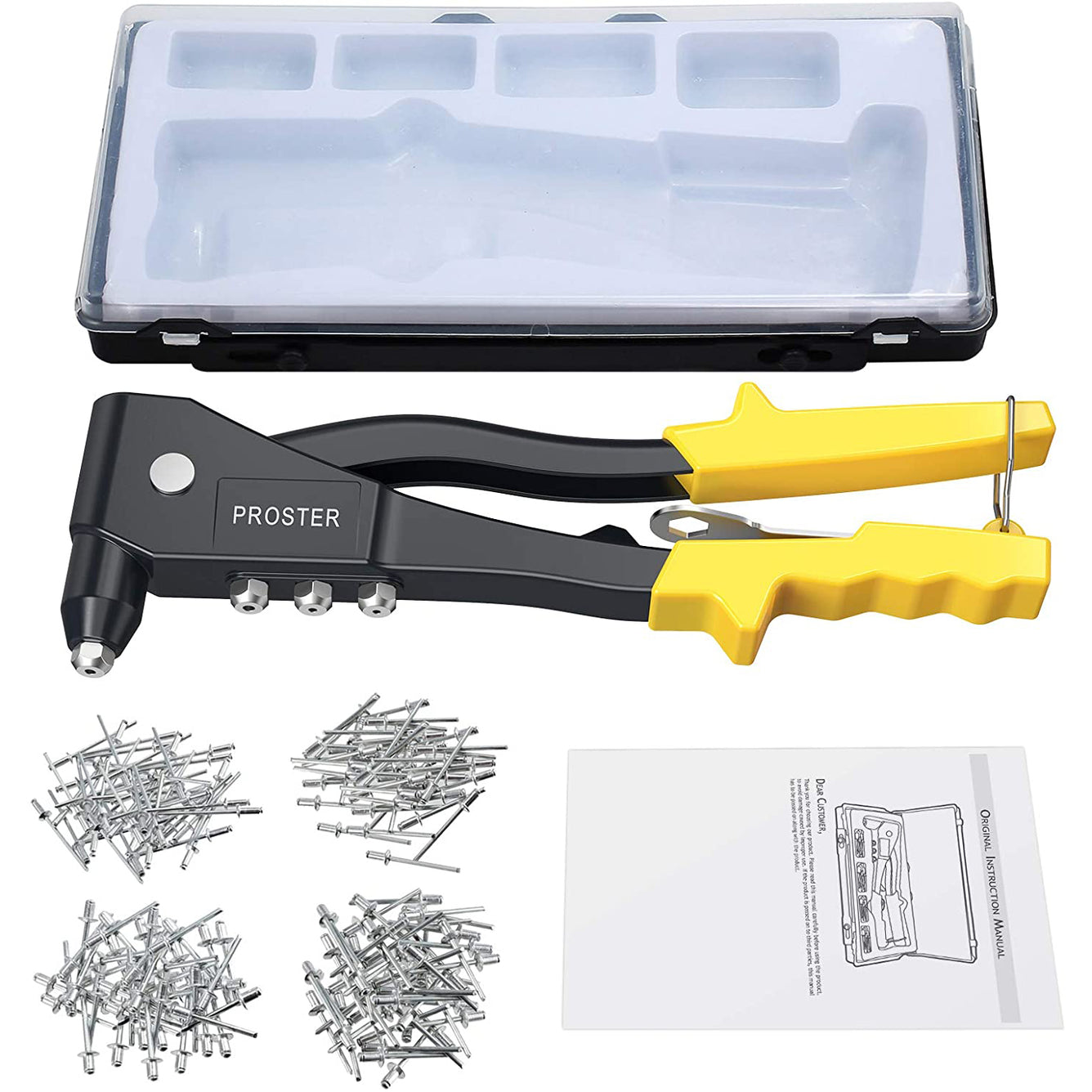 Proster Heavy Duty Rivet Gun Set with 200 Rivets