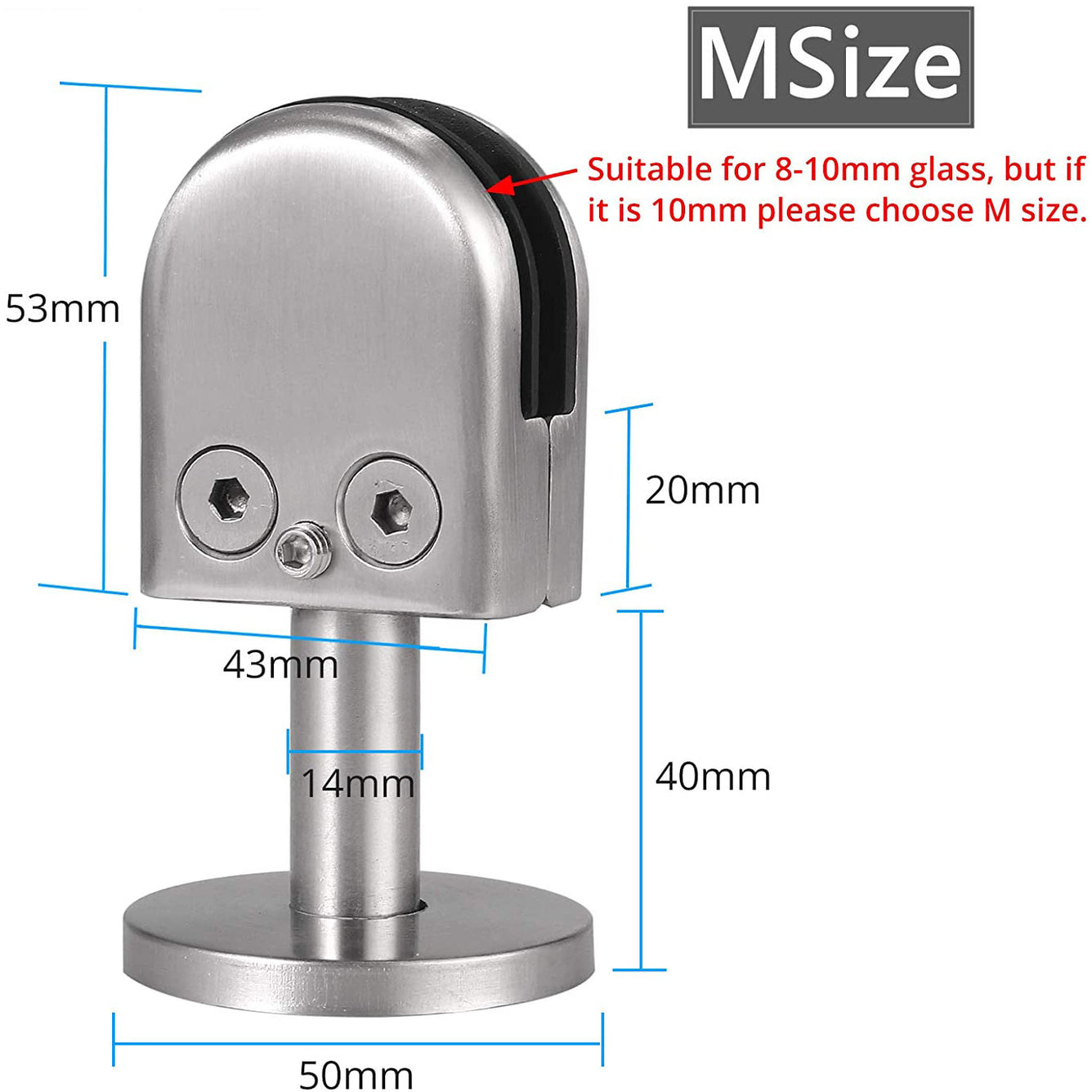Proster Glass Clamp 4PCS 10mm Glass 40mm Rod Stainless Steel 304