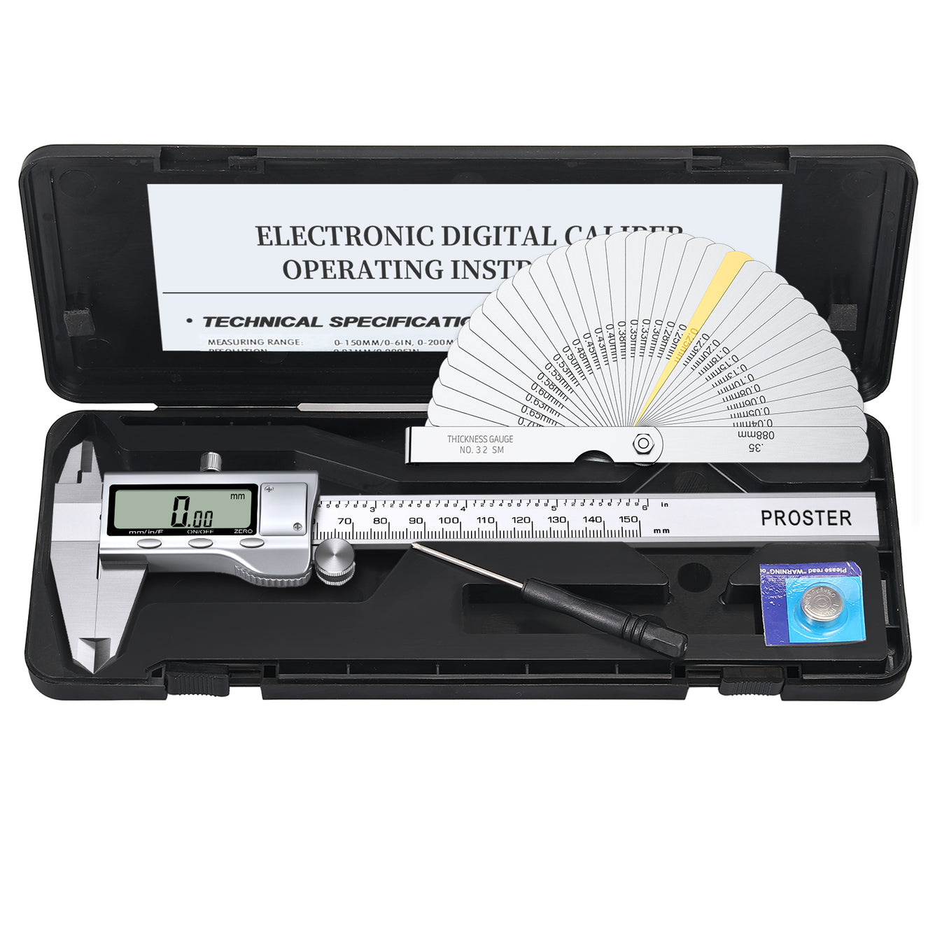 Proster Digital Vernier Caliper 6 Inch/ 150 mm Stainless Steel Electronic Caliper