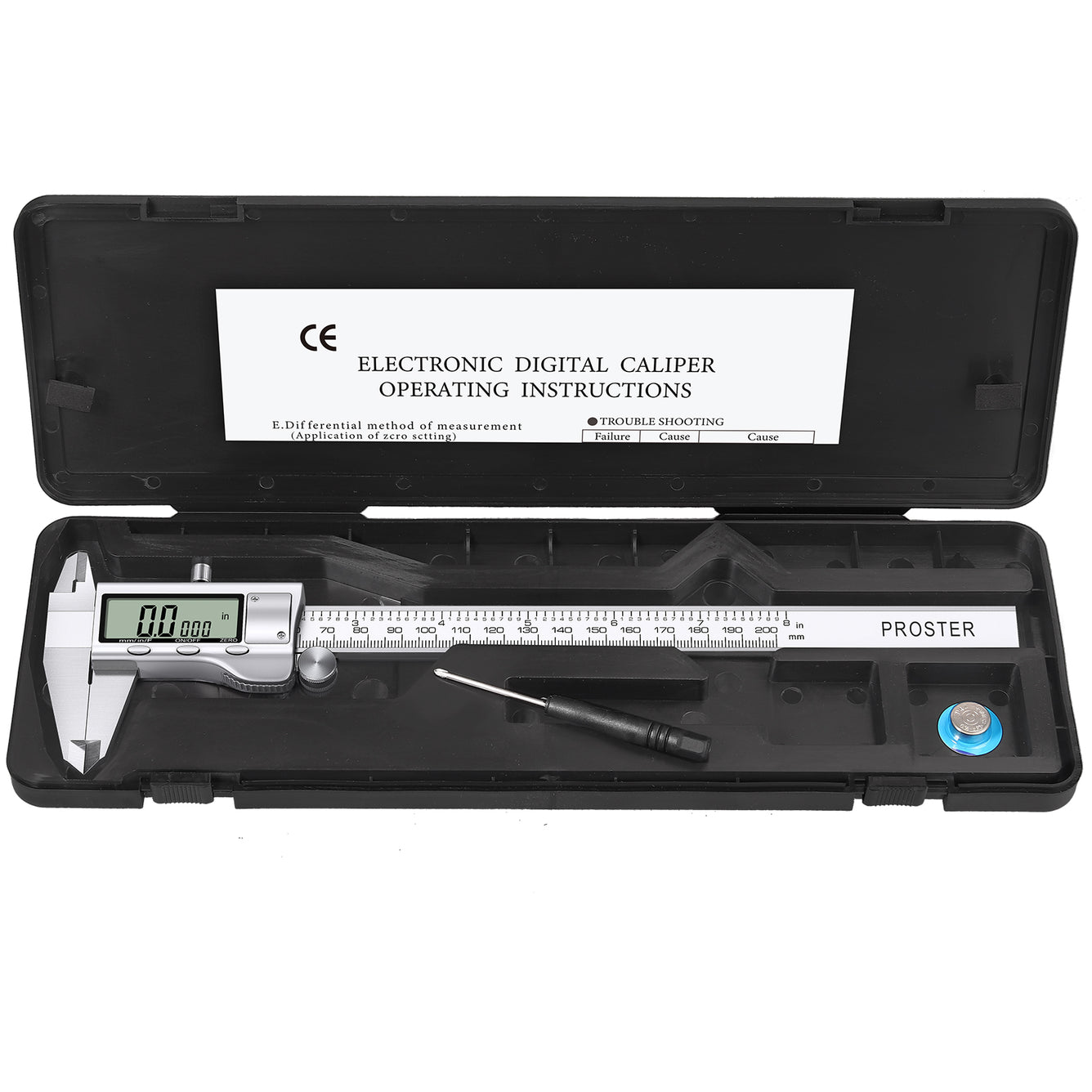 Proster Digital Vernier Caliper 8 Inch/ 200 mm Stainless Steel Electronic Caliper