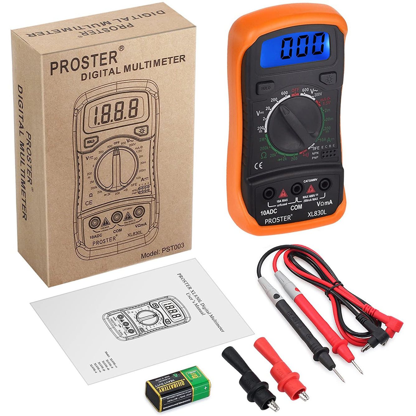 Proster Digital Multimeter Portable Voltmeter Ammeter Ohmmeter