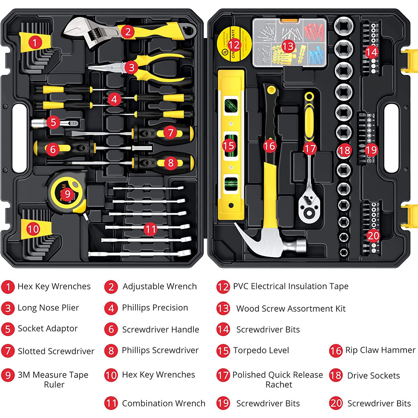 Proster Home Tool Kit 108 PCS Tool Set Household Hand Tool Kit