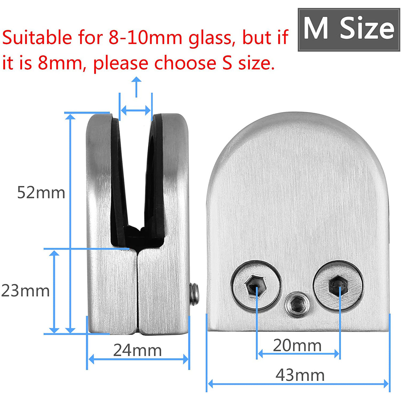 Proster Glass Clamps 8 PCS 9-10mm Stainless Steel 304