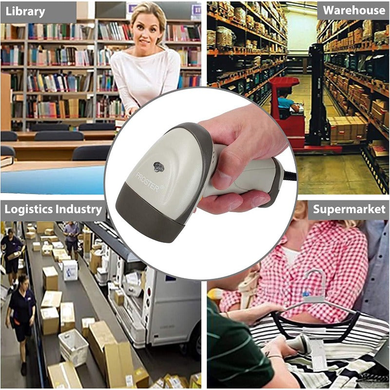 Proster Barcode Scanner USB Barcode Reader with Stand Long Range