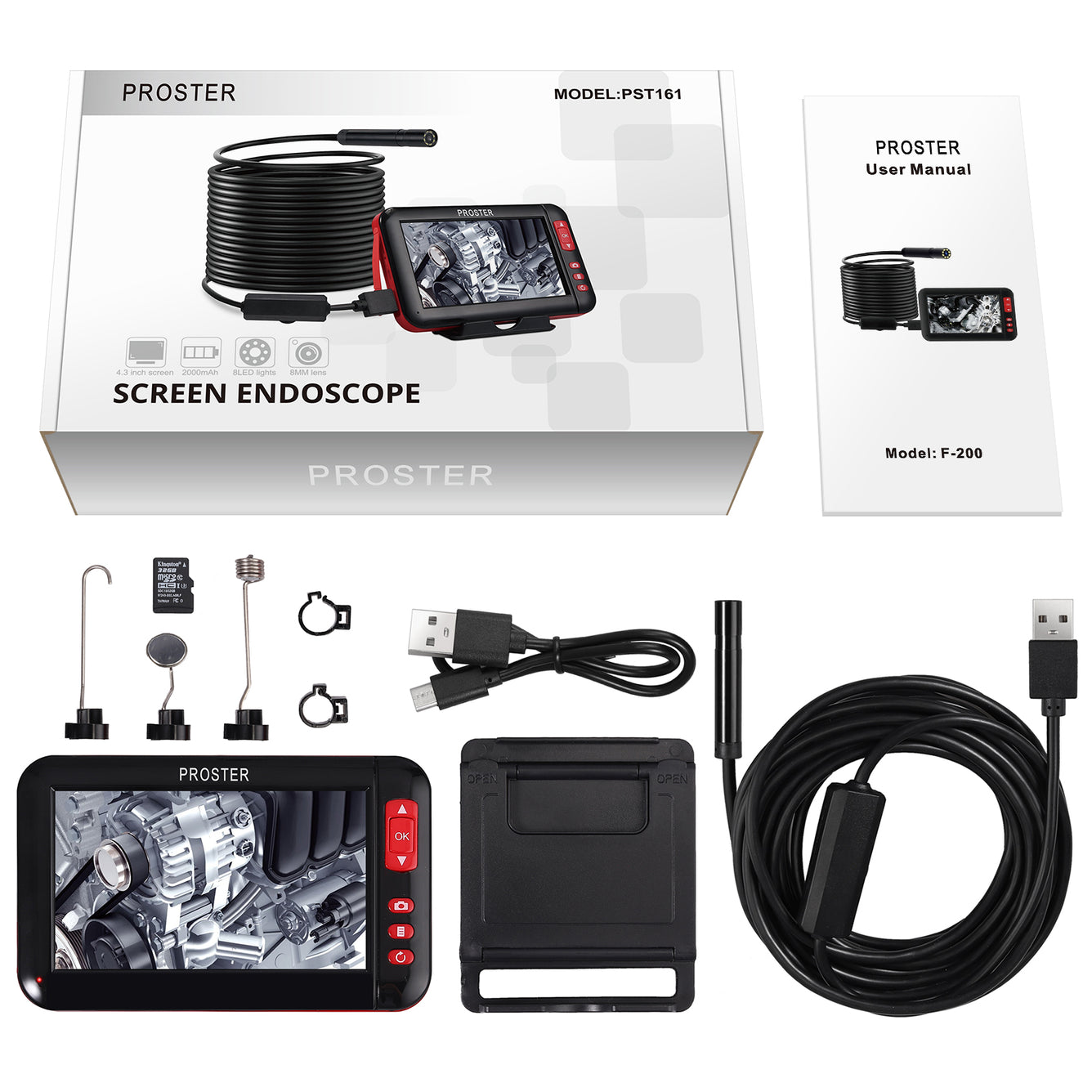 Proster Industrial Endoscope 5m Flexible cord