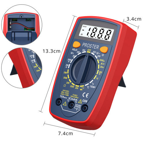 Proster Digital Multimeter AC DC Voltmeter Ammeter Ohm Circuit LCD Multi Tester