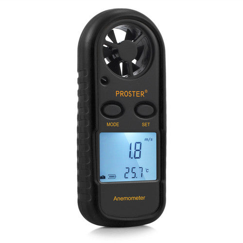 Proster Digital Anemometer Handheld LCD Air Flow Wind Speed Meter Thermometer