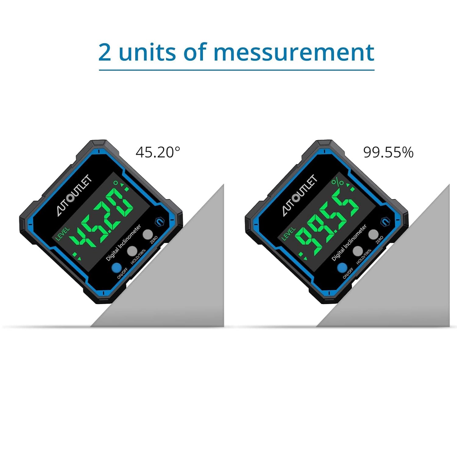 AUTOUTLET Digital Angle Gauge Magnetic Angle Finder with Backlight Display Mini Inclinometer Digital Protractor IP54 Waterproof for Woodworking