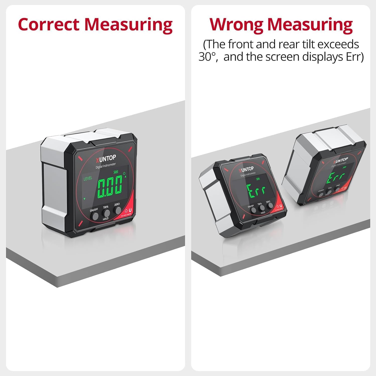 4 * 90°Digital Angle Finder 4-side Strong Magnetic（No Laser） Digital Protractor with LCD Display Rechargeable Level Box IP54 Waterproof Angle Measuring Tool for Woodworking, Construction DIY