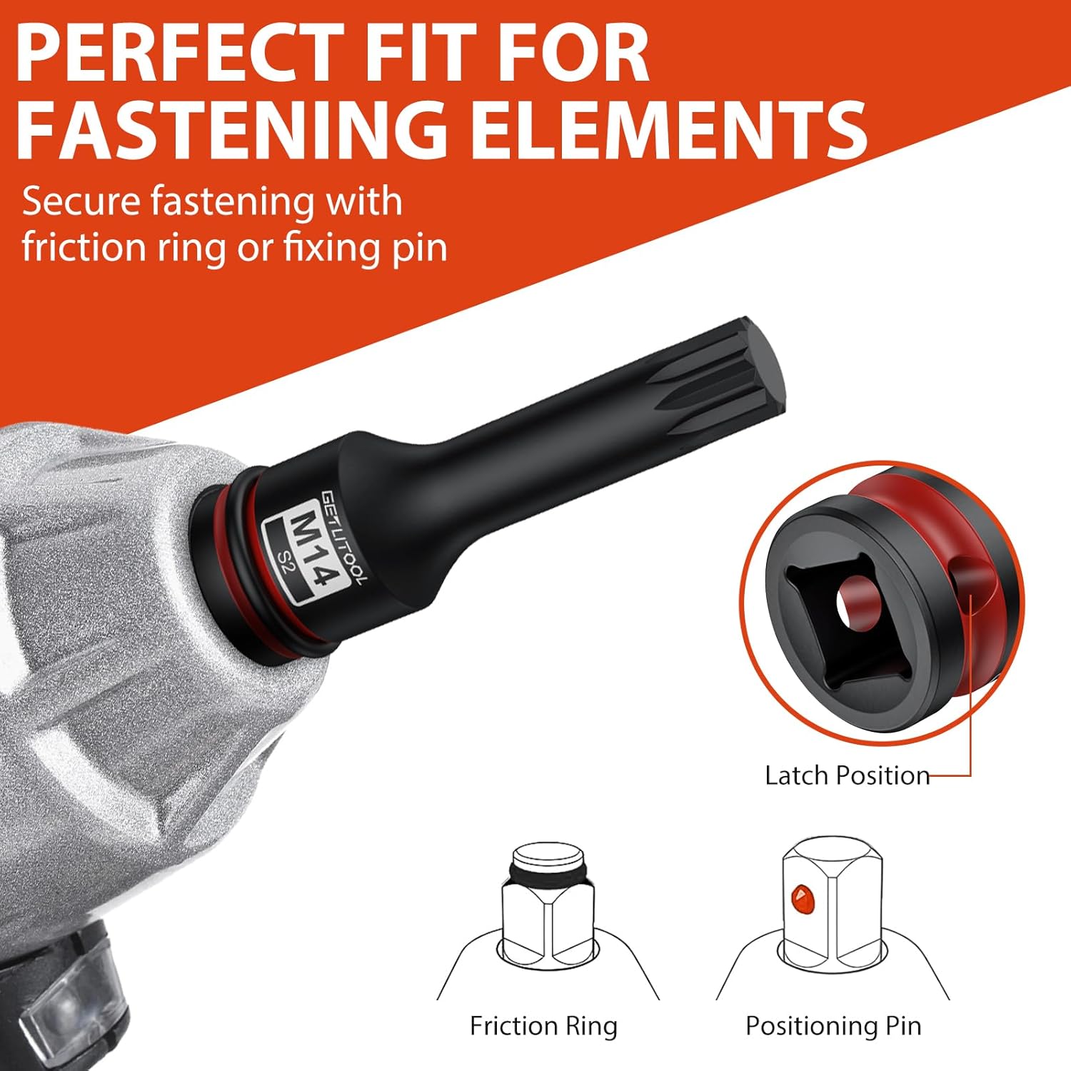 GETLITOOL 10Pcs Impact XZN Bit Socket Set, 1/2