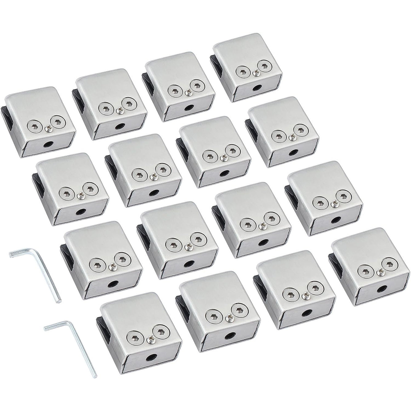 16 PCS 9-10mm Glass Mounting Brackets, Square Glass Clamps