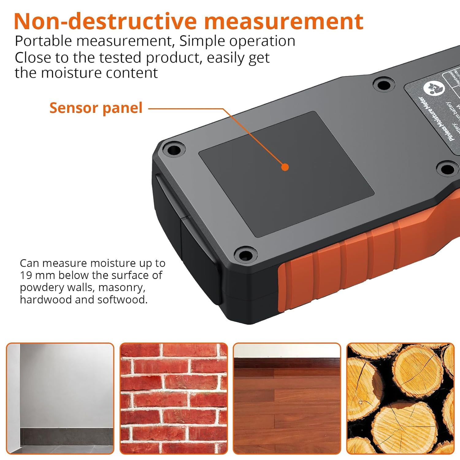 Proster Moisture Meter - Pinless and Non Destructive Wood Moisture Meter for Softwoods Hardwoods Walls Digital Moisture Tester for Drywall Wood Masonry