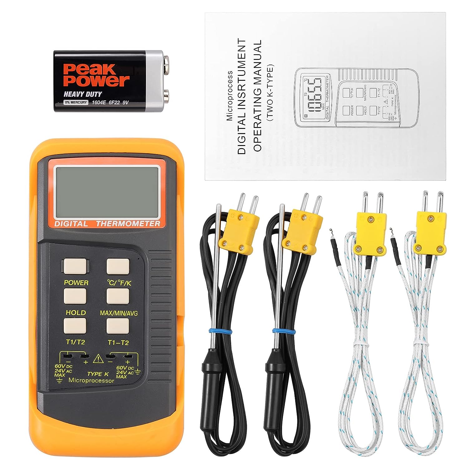 Proster Digital Thermometer K Type 2 Channels Temperature Probes