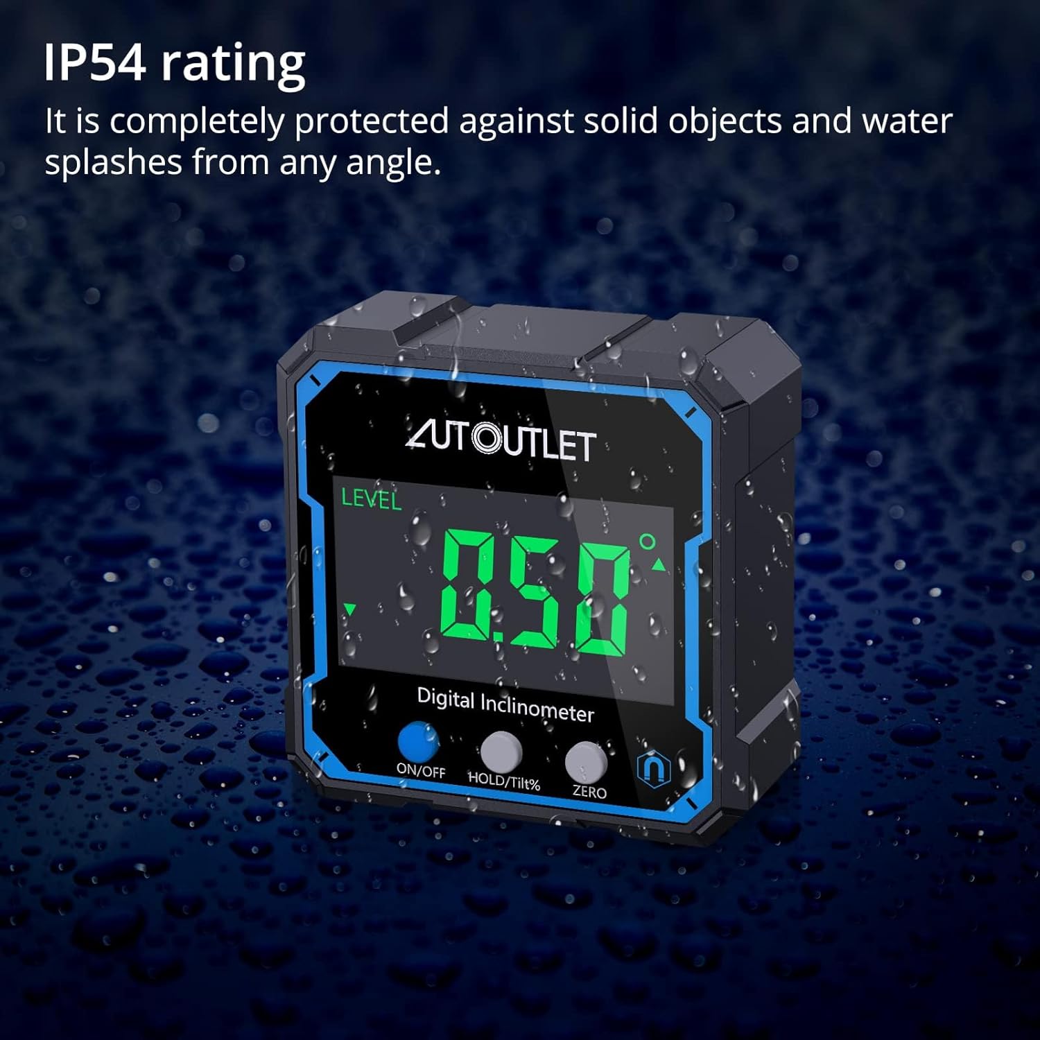 AUTOUTLET Digital Angle Gauge Magnetic Angle Finder with Backlight Display Mini Inclinometer Digital Protractor IP54 Waterproof for Woodworking