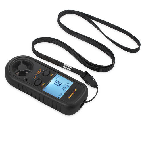 Proster Digital Anemometer Handheld LCD Air Flow Wind Speed Meter Thermometer