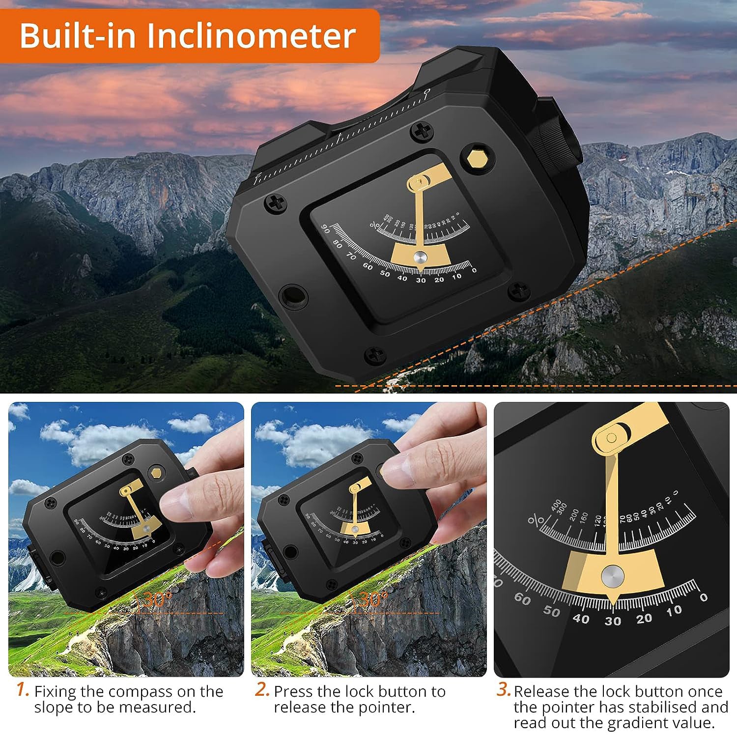 Proster IP54 Hiking Compass with Sighting Clinometer Professional Military Compass