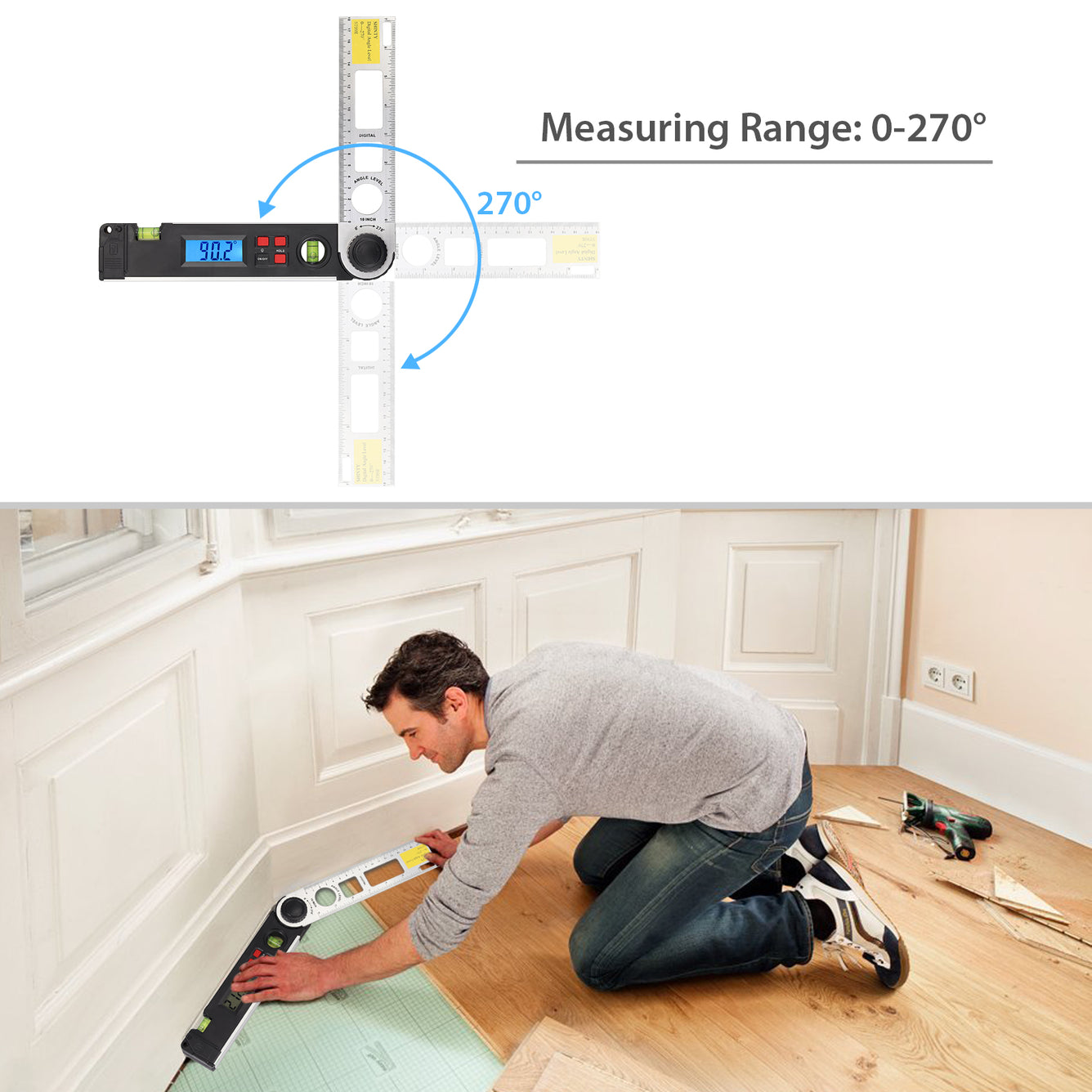 Proster Angle Gauge 0~270° Digital LCD Inclinometer