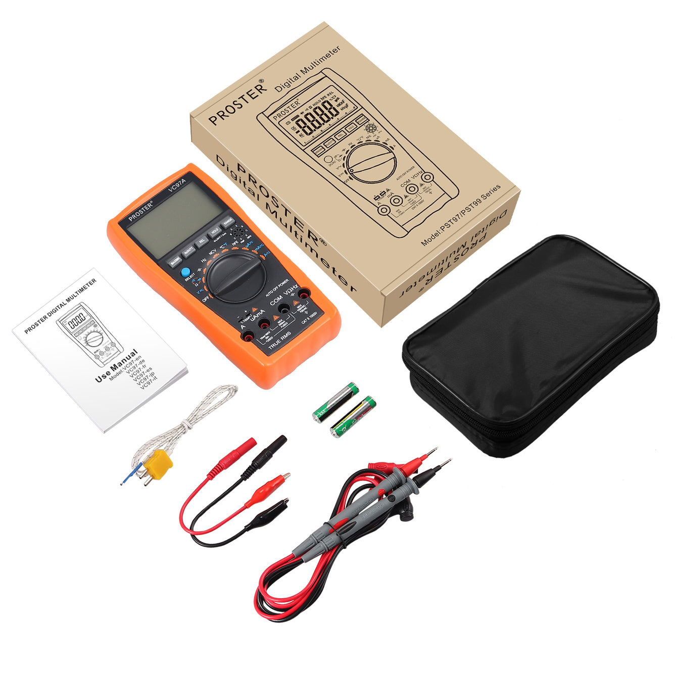 Proster Digital Multimeter 3999 VC97 LCD Auto Ranging Multi Meter CAT II