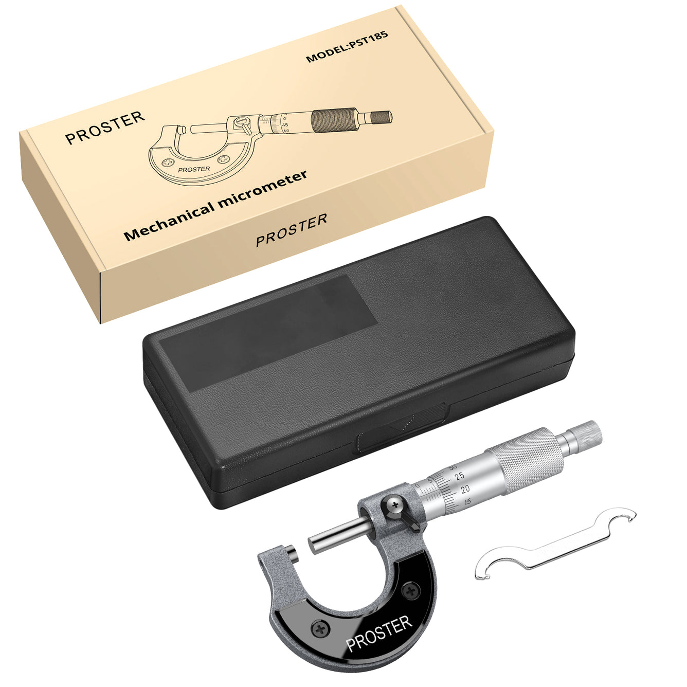 Proster Outside Micrometer 0-25mm(0.01mm Graduations) Metric External Caliper