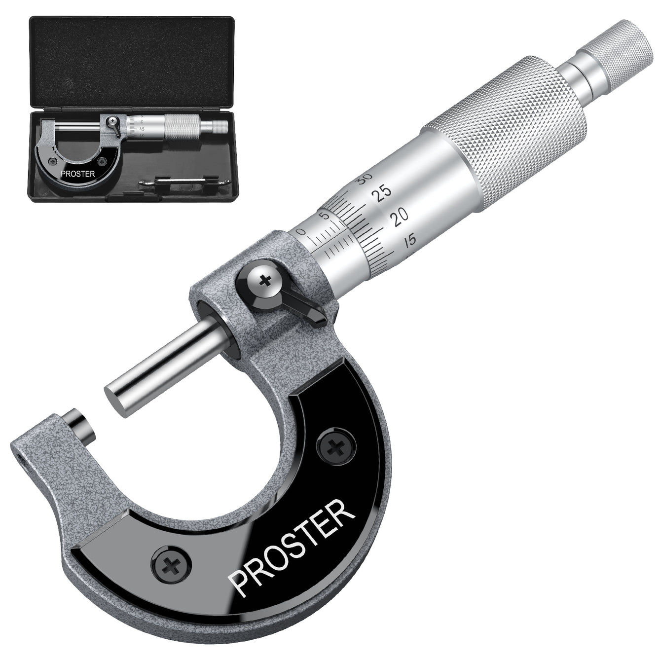 Proster Outside Micrometer 0-25mm(0.01mm Graduations) Metric External Caliper