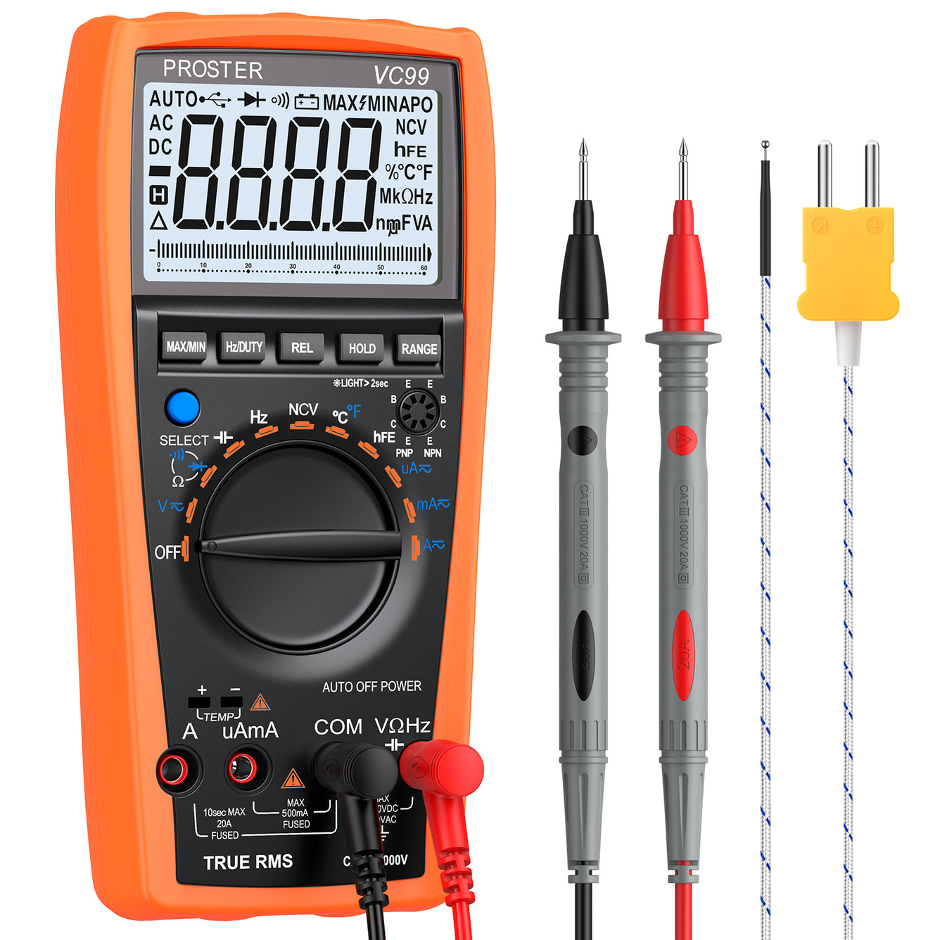 Proster Auto-Ranging 5999 Digital Multimeter with Temperature Measurement