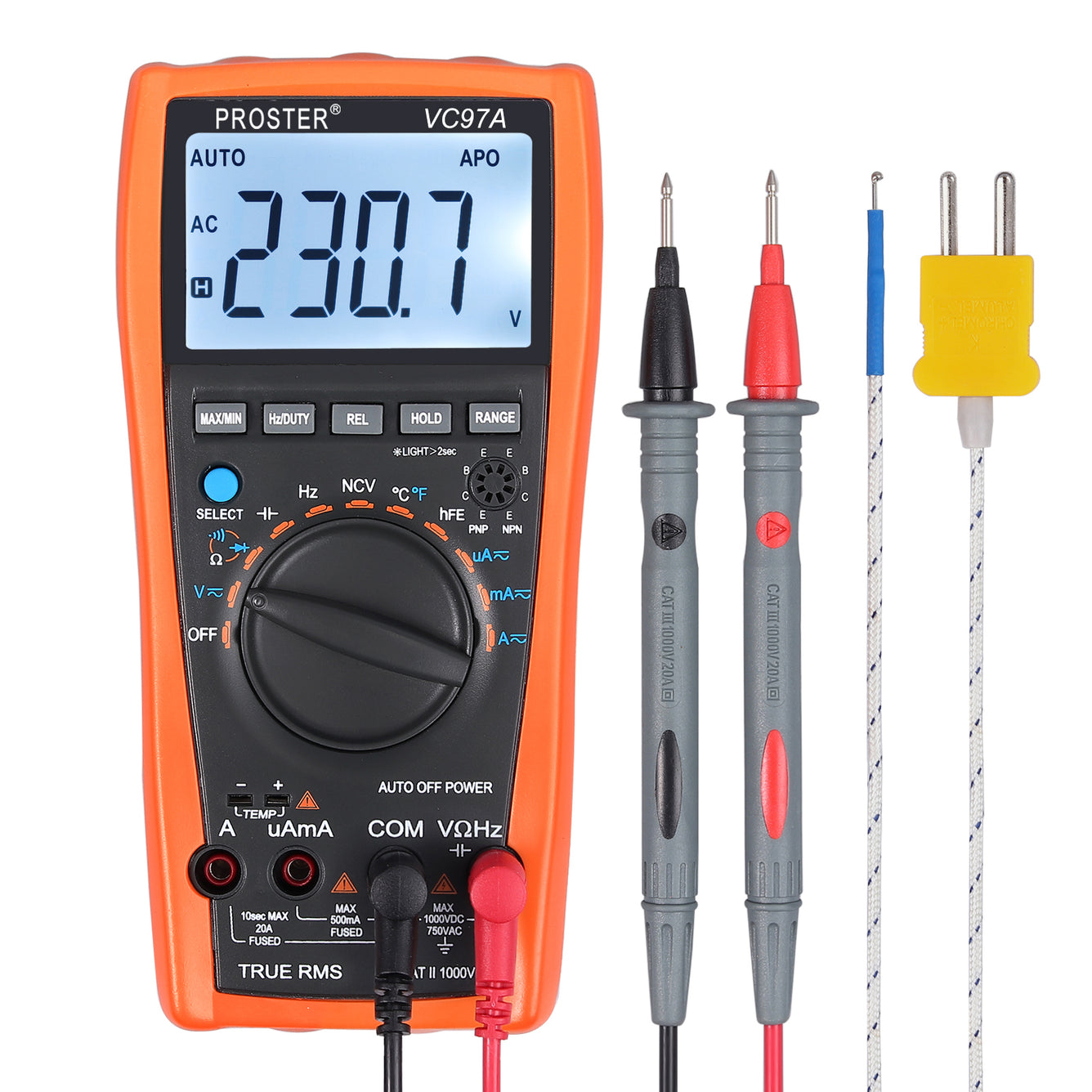 Proster Digital Multimeter 3999 VC97 LCD Auto Ranging Multi Meter CAT II