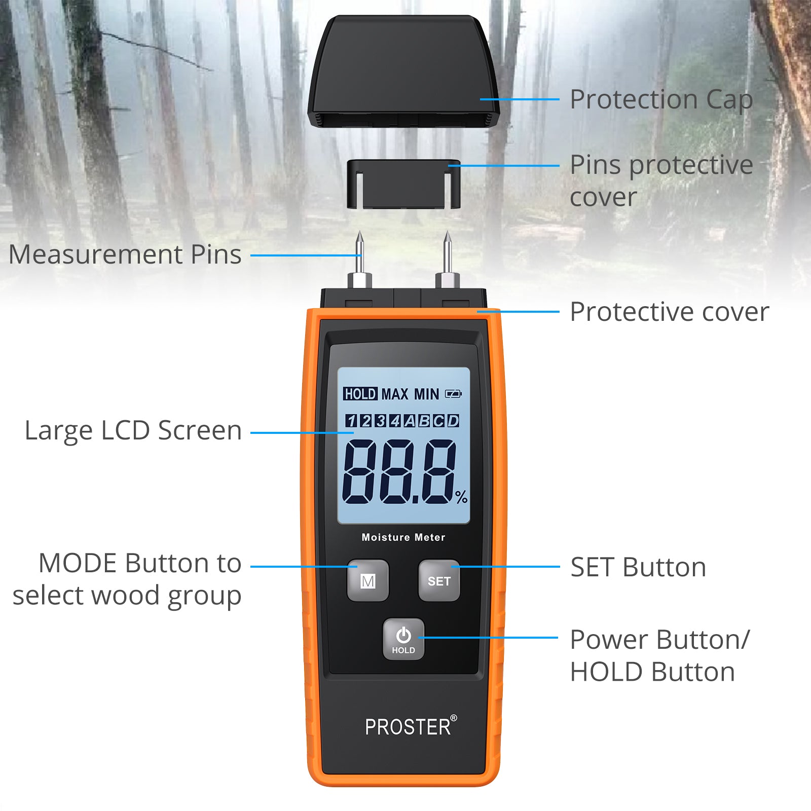 Proster Digital Wood Moisture Meter Portable