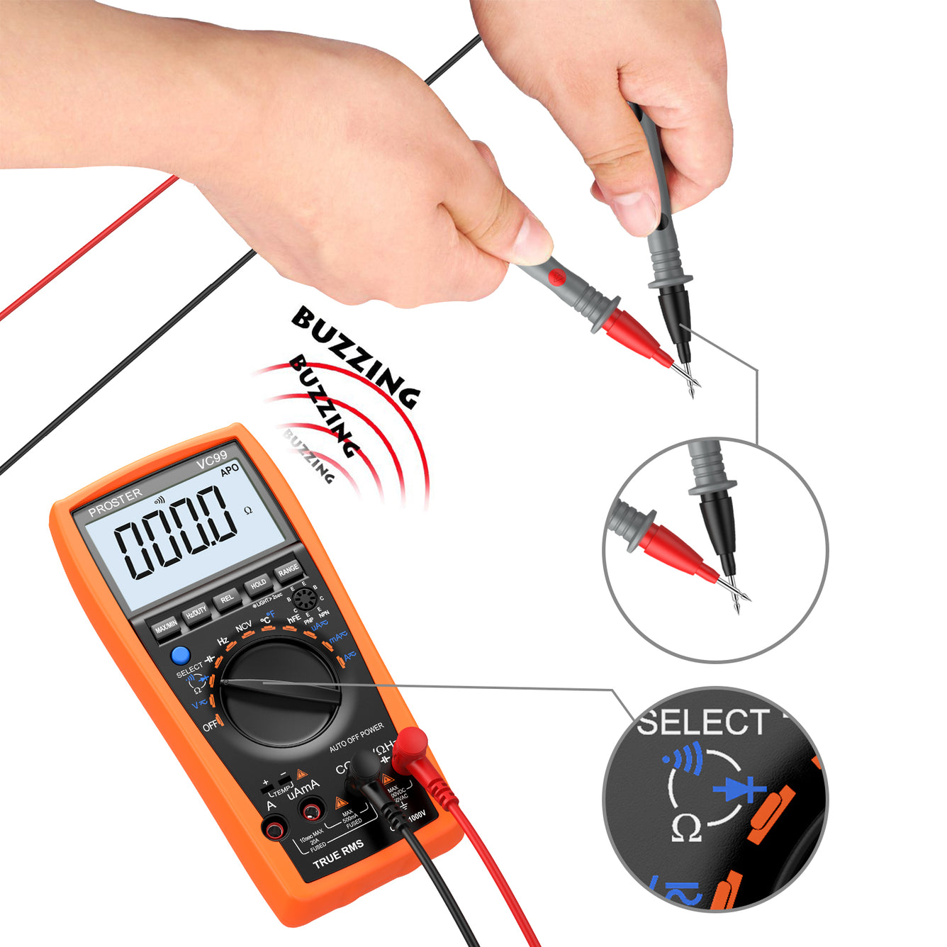 Proster Auto-Ranging 5999 Digital Multimeter with Temperature Measurement