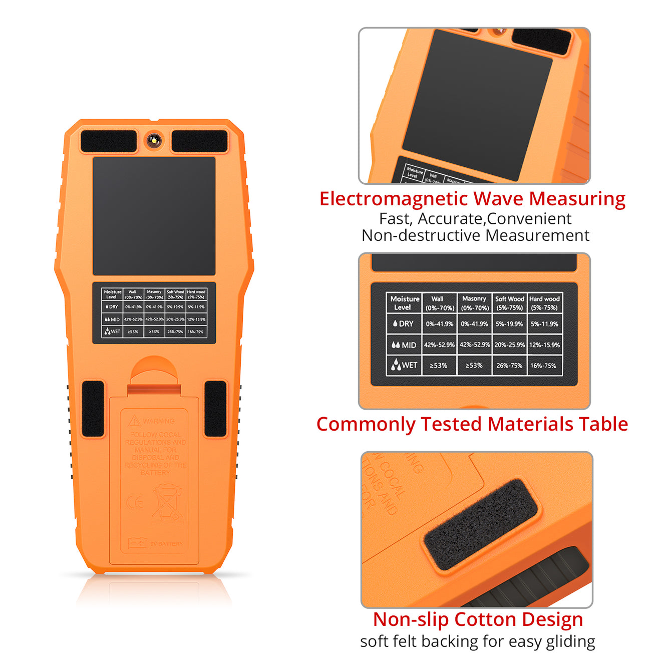 Proster Pinless Moisture Meters with Backlit LCD Screen