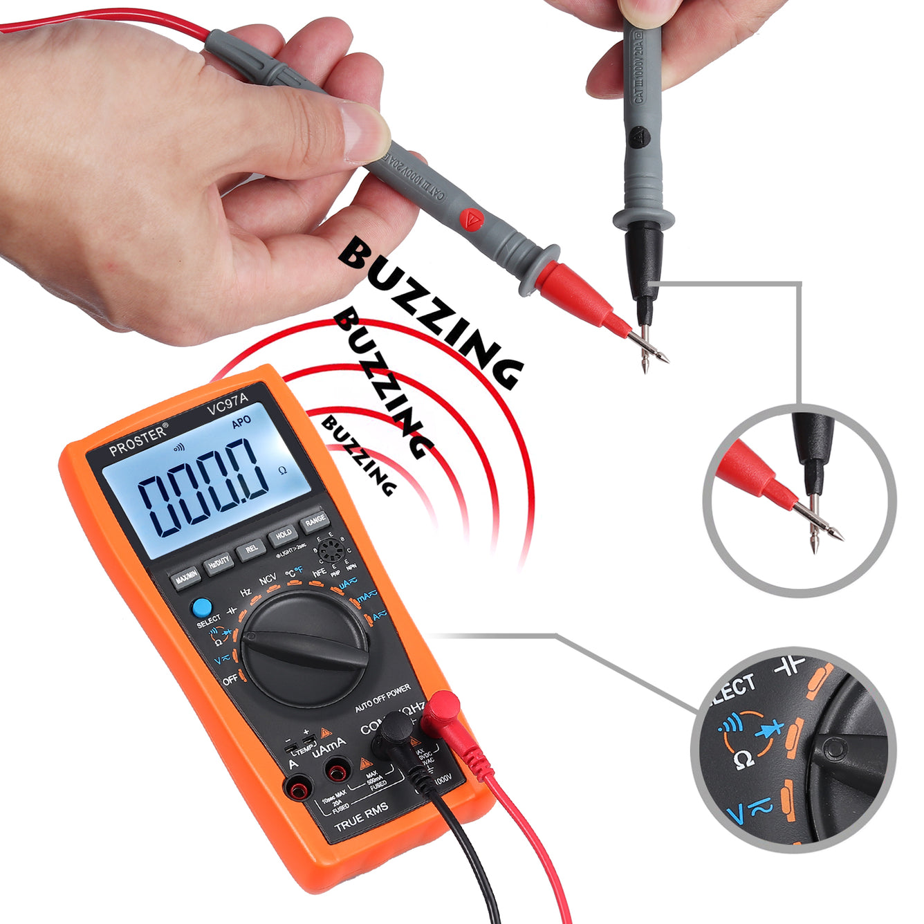 Proster Digital Multimeter 3999 VC97 LCD Auto Ranging Multi Meter CAT II