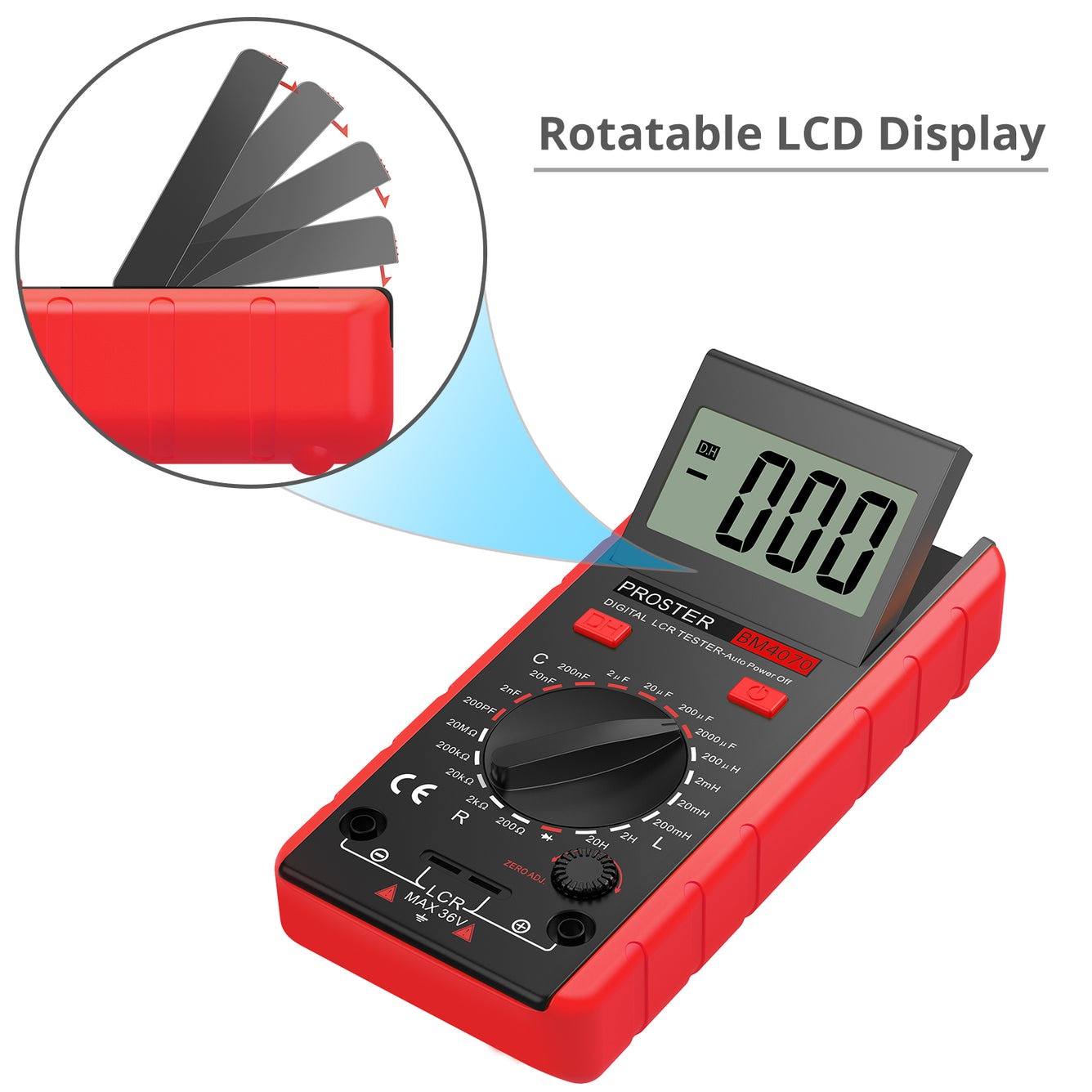 Proster LCR Meter Digital Capacitance Inductance Resistance Tester Red