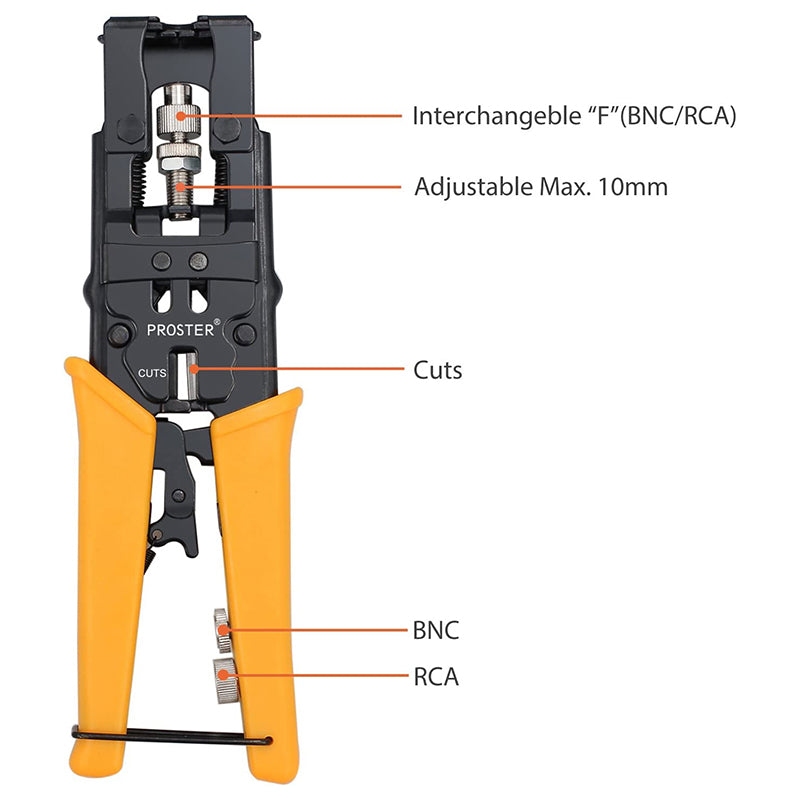 Coaxial Cable Crimping Tool Set with Wire Stripper Wire Cutter F Connector